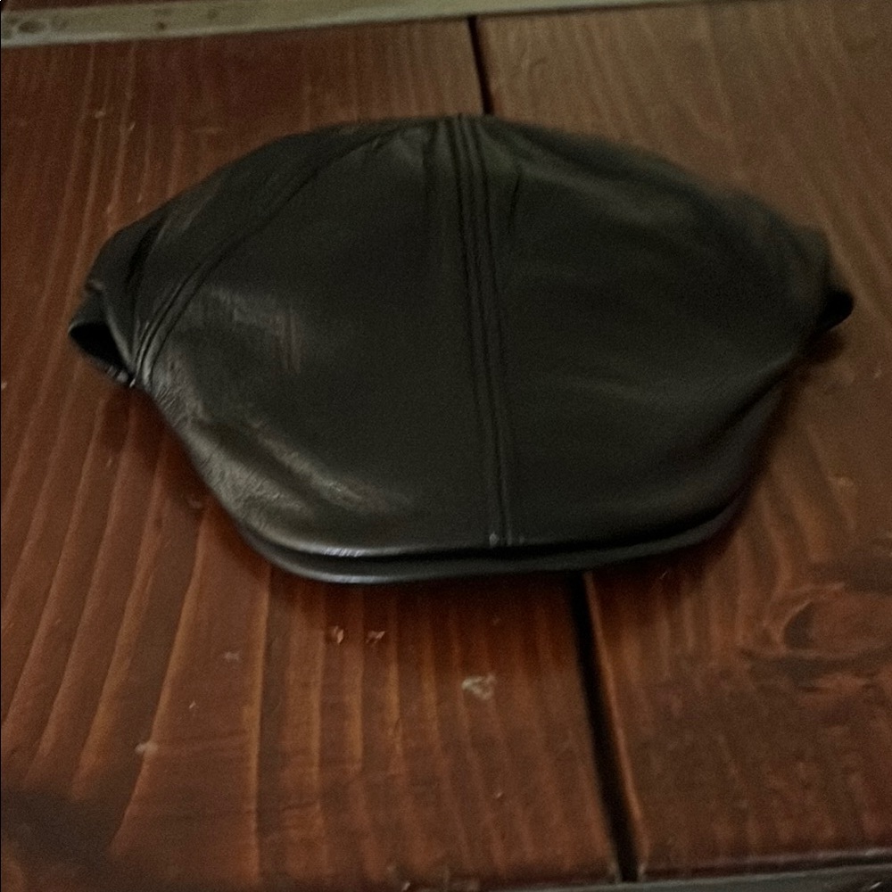 Classic Black Leather Flat Cap